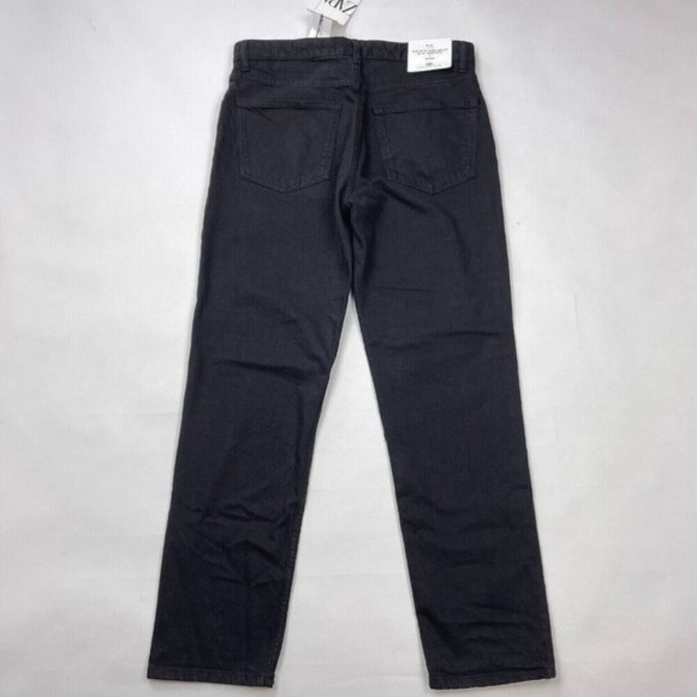 Zara Slim Fit Cropped High Rise 90s Jeans Flat Front Pockets Black‎ Women 6 NWT